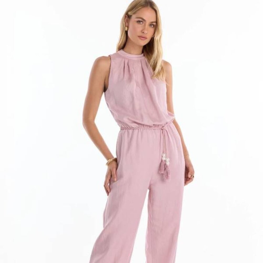 NEW NOLI THE SHOP Women’s Fernanda Linen Jumpsuit Pink Size XS